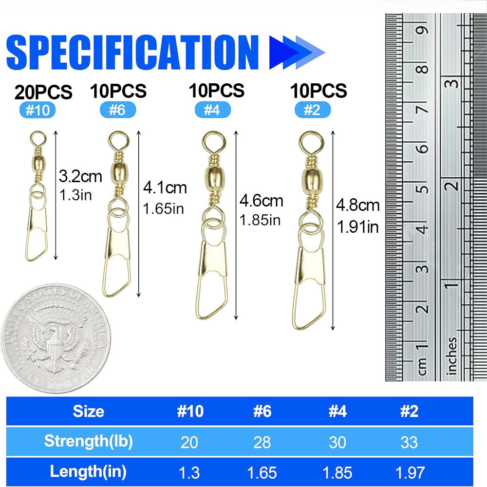 50Pcs Gold Fishing Barrel Swiv - Fishing Equipment Shop avaliação e preço