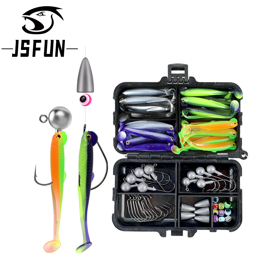 JSFUN 75pcs Silicone Lure Set  - Jig Head Lure avaliação e preço