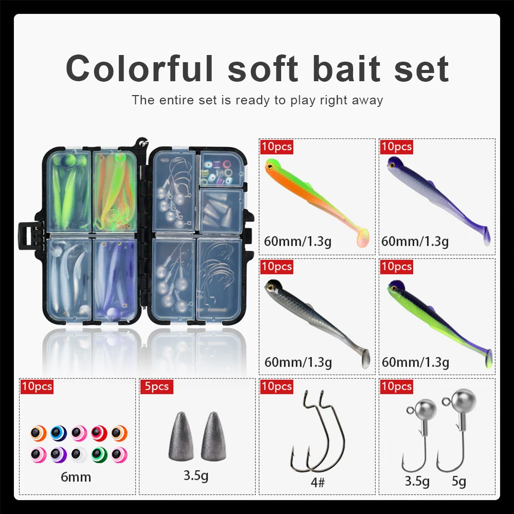 JSFUN 75pcs Silicone Lure Set  - Jig Head Lure avaliação e preço