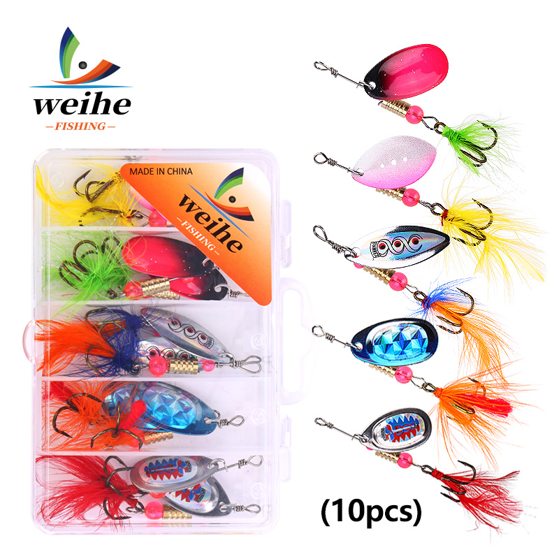 WEIHE 10pcs Feathered Spoon Lu - Fishing Equipment Clearance avaliação e preço