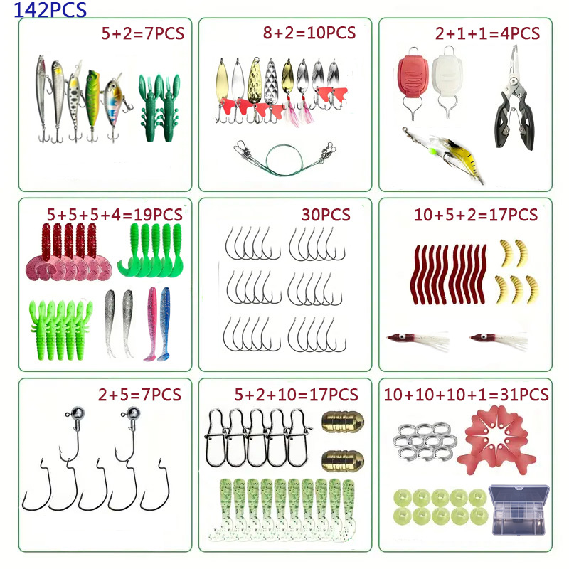 Fishing Lure Set 18/21/59/142p - Fishing Equipment Clearance avaliação e preço