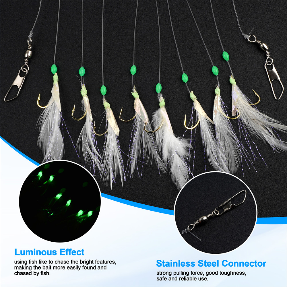 24Pcs=3Packs  8 in 1 Feather F - Fishing Equipment Shop avaliação e preço