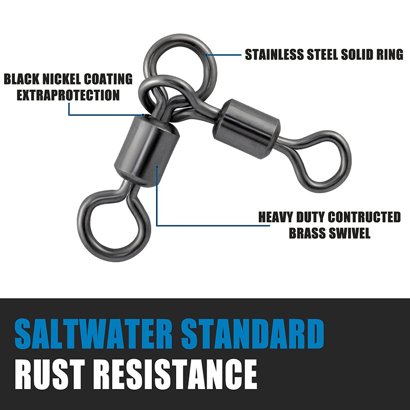 PRO BEROS 50Pcs 3 Way Swivels  - Saltwater Fishing Hook avaliação e preço