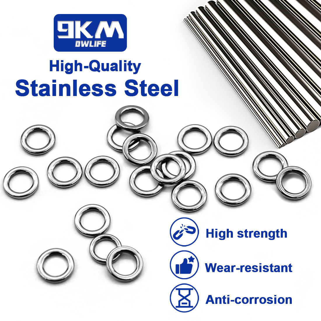 9KM Solid Ring Fishing 50pcs S - Saltwater Fishing Hook avaliação e preço