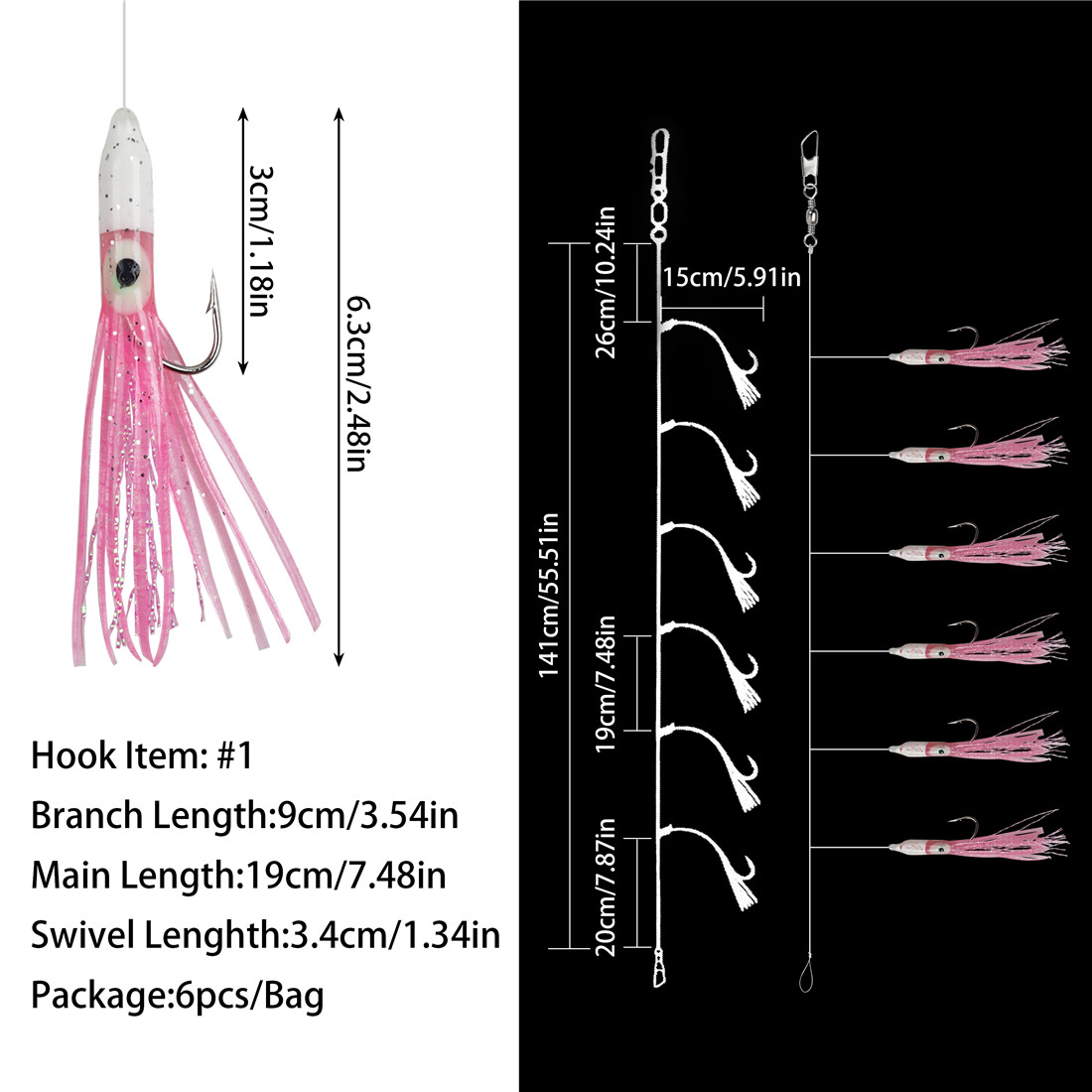 6Packs String Fishing hooks 6- - Fishing Equipment Shop avaliação e preço