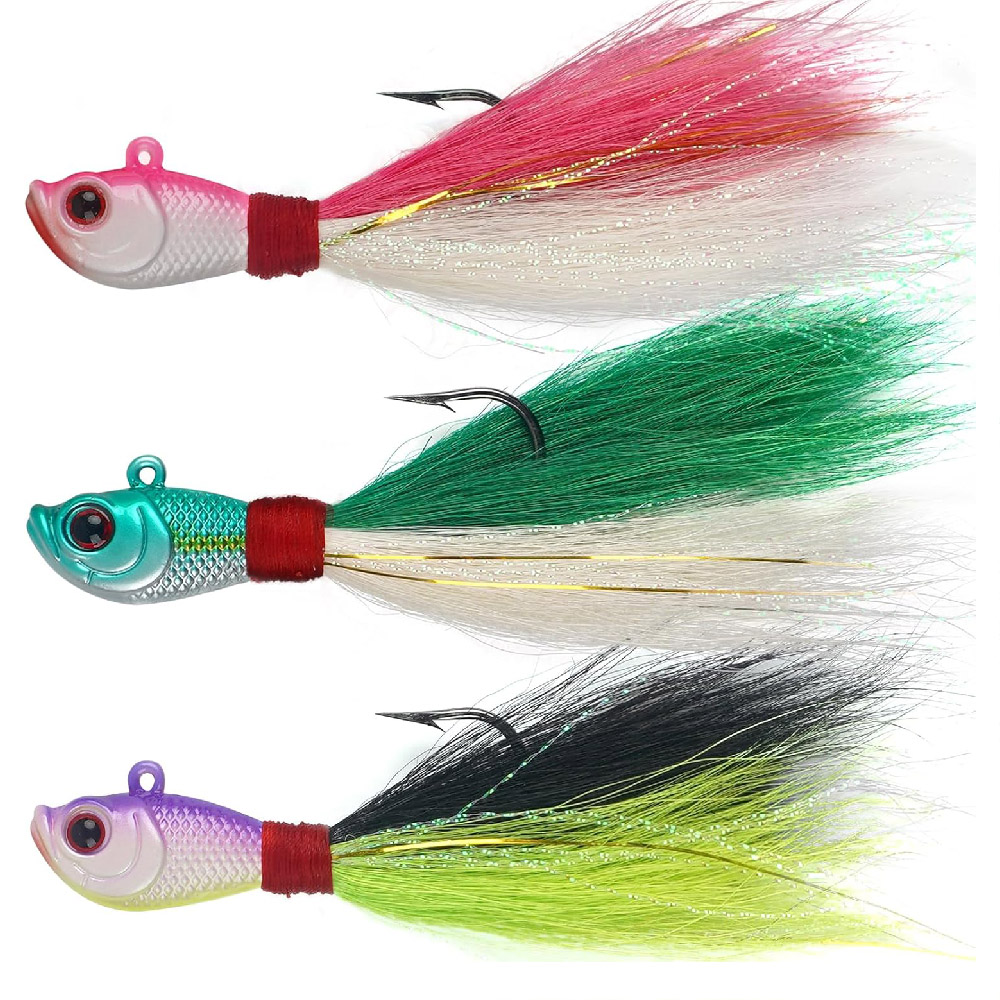 3pcs Bucktail Jigs Saltwater F - Fishing Equipment Shop avaliação e preço