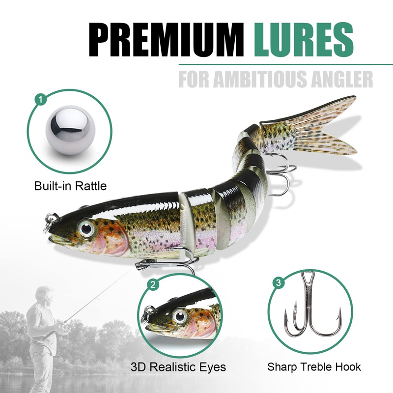 3pcs 8 Segment Fishing Lure Mu - Fishing Equipment Clearance avaliação e preço