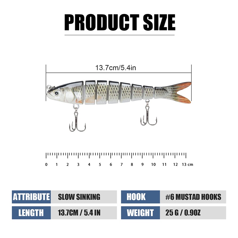 3pcs 8 Segment Fishing Lure Mu - Fishing Equipment Clearance avaliação e preço